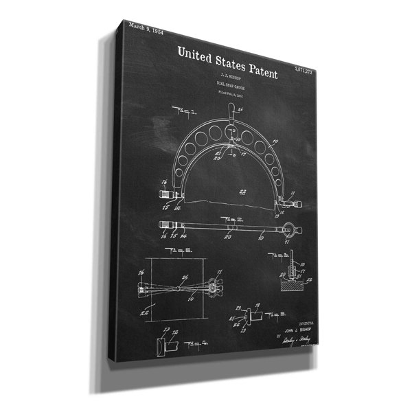 17 Stories Dial Snap Gauge Blueprint Patent Chalkboard On Canvas Print